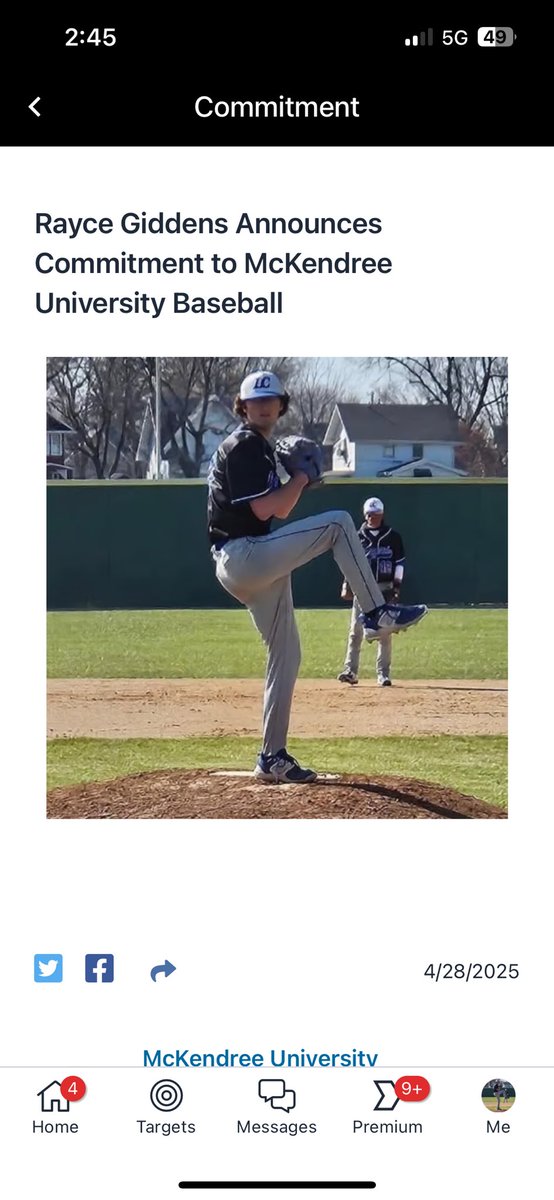 I’m excited to announce my commitment to play at Mckendree University. I’d like to thank my family, coaches, and everyone else that has helped me along the way.
<a href="/FloraBaseball27/">FloraWolvesBaseball</a> 
<a href="/LewisandClarkC1/">Lewis and Clark CC Baseball</a> 
<a href="/TGurnow_McK/">Tim Gurnow</a>