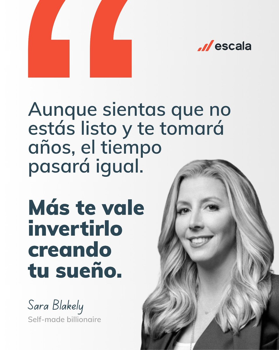 Comienza. Da el paso para hacer crecer tu negocio, aunque no te sientas 100% listo.

Como dice Sara Blakely, fundadora de Spanx:
"El tiempo va a pasar de todas maneras." 

¡Mejor que sea persiguiendo tus sueños!
En Escala estamos para apoyarte. 🚀 

#EscalaCRM #Emprendedores