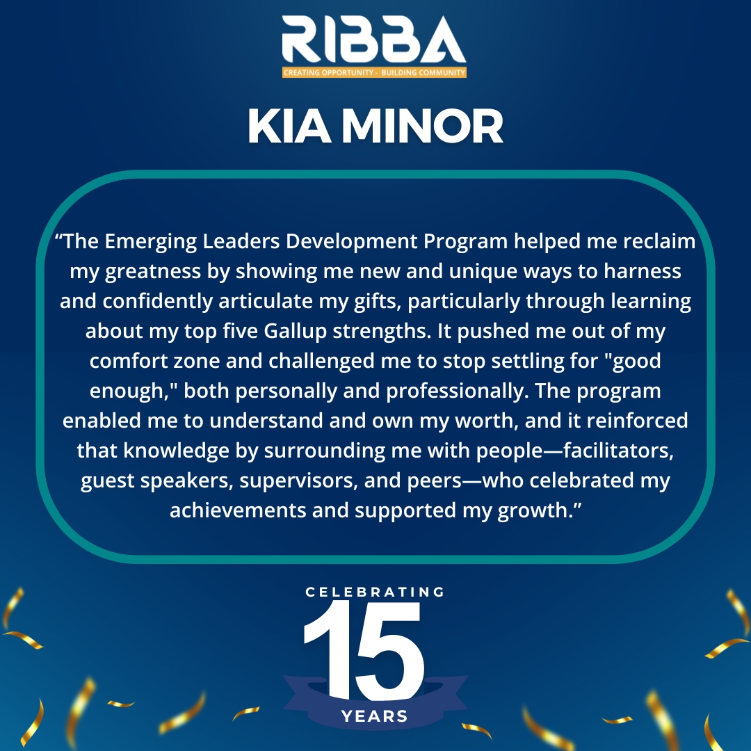 Meet Kia Minor, a graduate of our Emerging Leaders Development Program! ✨ As Director of Career Development &amp; Education at <a href="/InspireMindsRI/">Inspiring Minds</a>, she embodies self-awareness, determination &amp; a growth mindset.

🔗 Full Story: ribba.org/kia-minor
➡️ Register: eventbrite.com/e/annual-meeti…