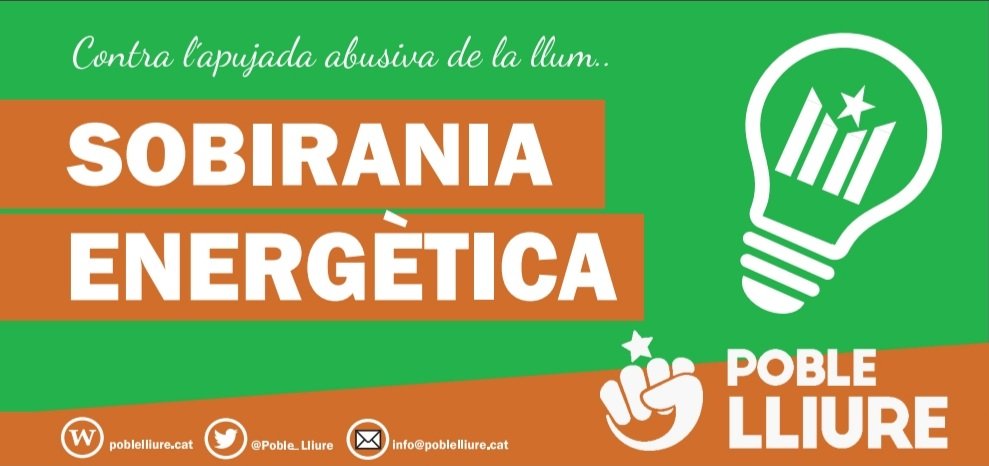⚠️ Contra els talls, la loteria de preus i la dependència colonial : 
💡Sobirania Energètica !
✊🏼Per les inversions i el manteniment necessari.
✊🏼 Per garantir l'accès a l'energia.
✊🏼Energia 100% pública.
✊🏼 Sobirania Energètica per un País Lliure !
#PobleLliure 
#Talldellum