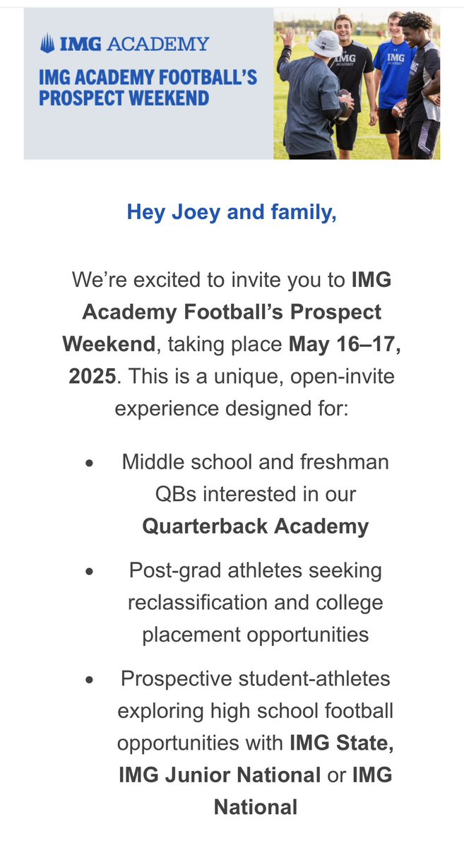 Thank you <a href="/IMGAcademy/">IMG Academy</a> for the invite!