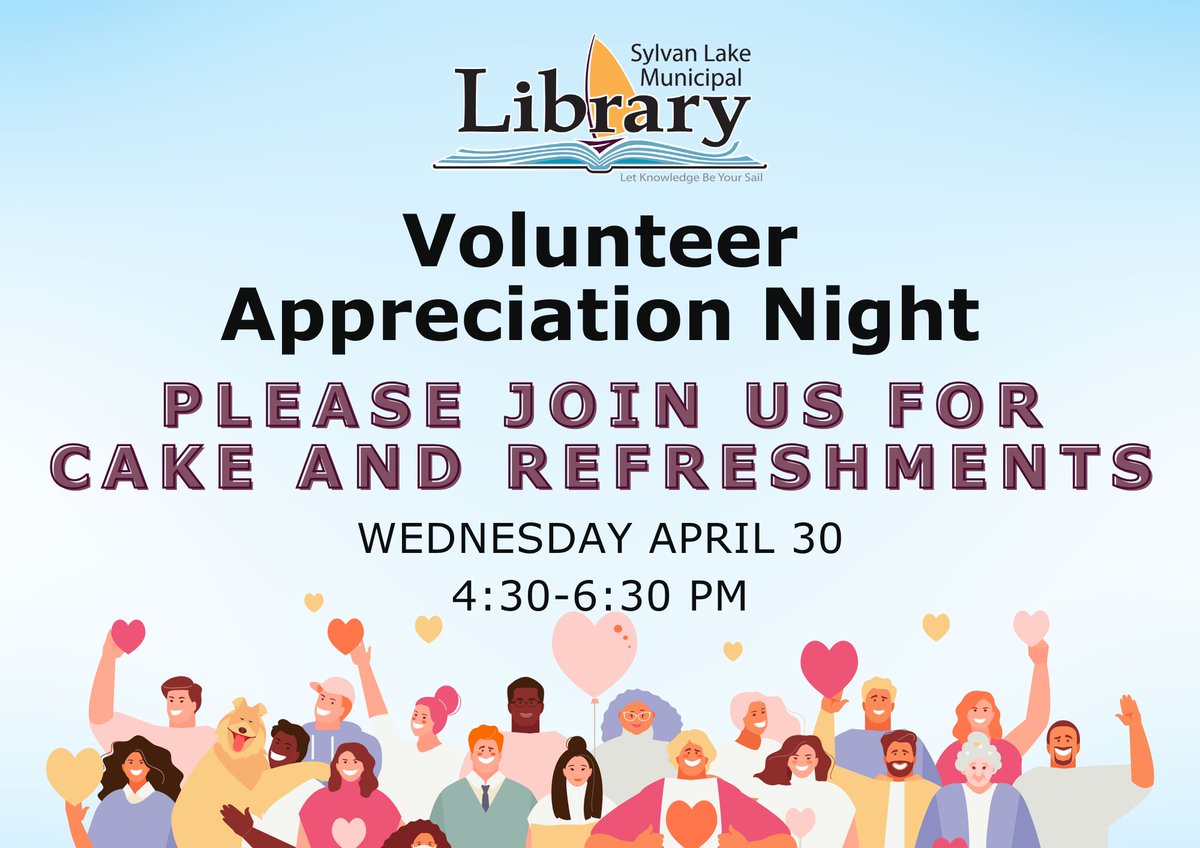 It's Volunteer Appreciation Week!

Join us this Wednesday for cake and coffee (and tea) to celebrate our amazing volunteers!

Drop in between 4:30 and 6:30 p.m. for treats and meet fellow volunteers, and take a moment to share a little love for our wonderful volunteers!