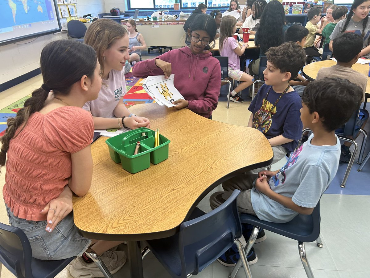 Ramapo Ridge students came to Lenape Meadows to work with Spanish classes. The older students taught the younger vocabulary through gestures! They read to them &amp; brought a variety of activities. I was so proud of my former students!🥰 <a href="/mahwahschools/">Mahwah Public Schools</a>