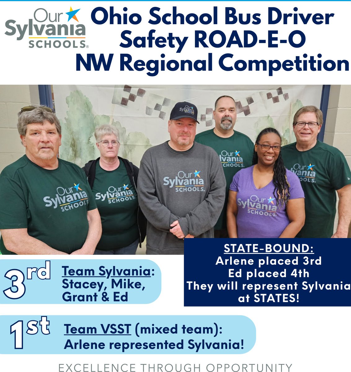 SylvaniaSchools's tweet image. 🚍CONGRATULATIONS to our BUS DRIVERS who represented our District this weekend at the NW regional Ohio School Bus Driver Safety ROAD-E-O competition! #TeamSpirit #GoSylvania #busdrivers #safetycompetition #excellence #opportunitites