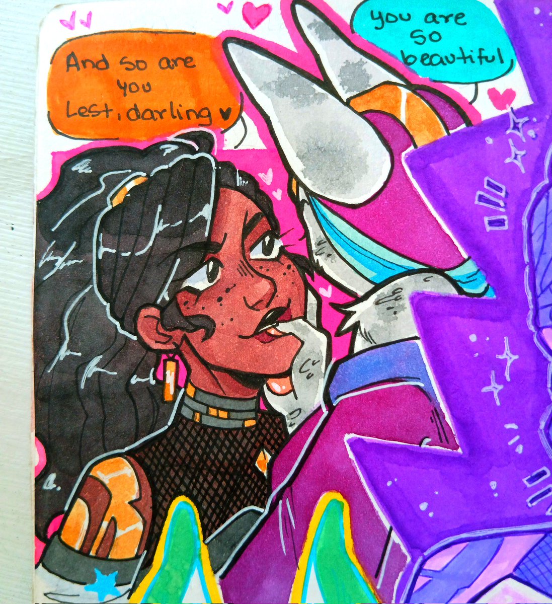 CryptidPaint's tweet photo. Some MelLest art. For this page I wanted to experiment with using limited color palettes for most of the drawings and it was fun! I love these two, not only are they gorgeous ladies but they're also super fun to draw #lestmel #melmedarda #lest #arcanefanart #arcane #arcanefandom https://t.co/lcgA2ur8uq