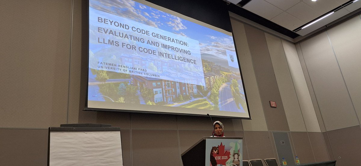 <a href="/FH_Fard/">Fateme H Fard</a> is giving a tutorial on "Beyond Code Generation: Evaluating and Improving LLMs for Code Intelligence" at <a href="/ConfForge/">FORGE</a>. If you are at <a href="/ICSEconf/">ICSE</a>, please join us :)