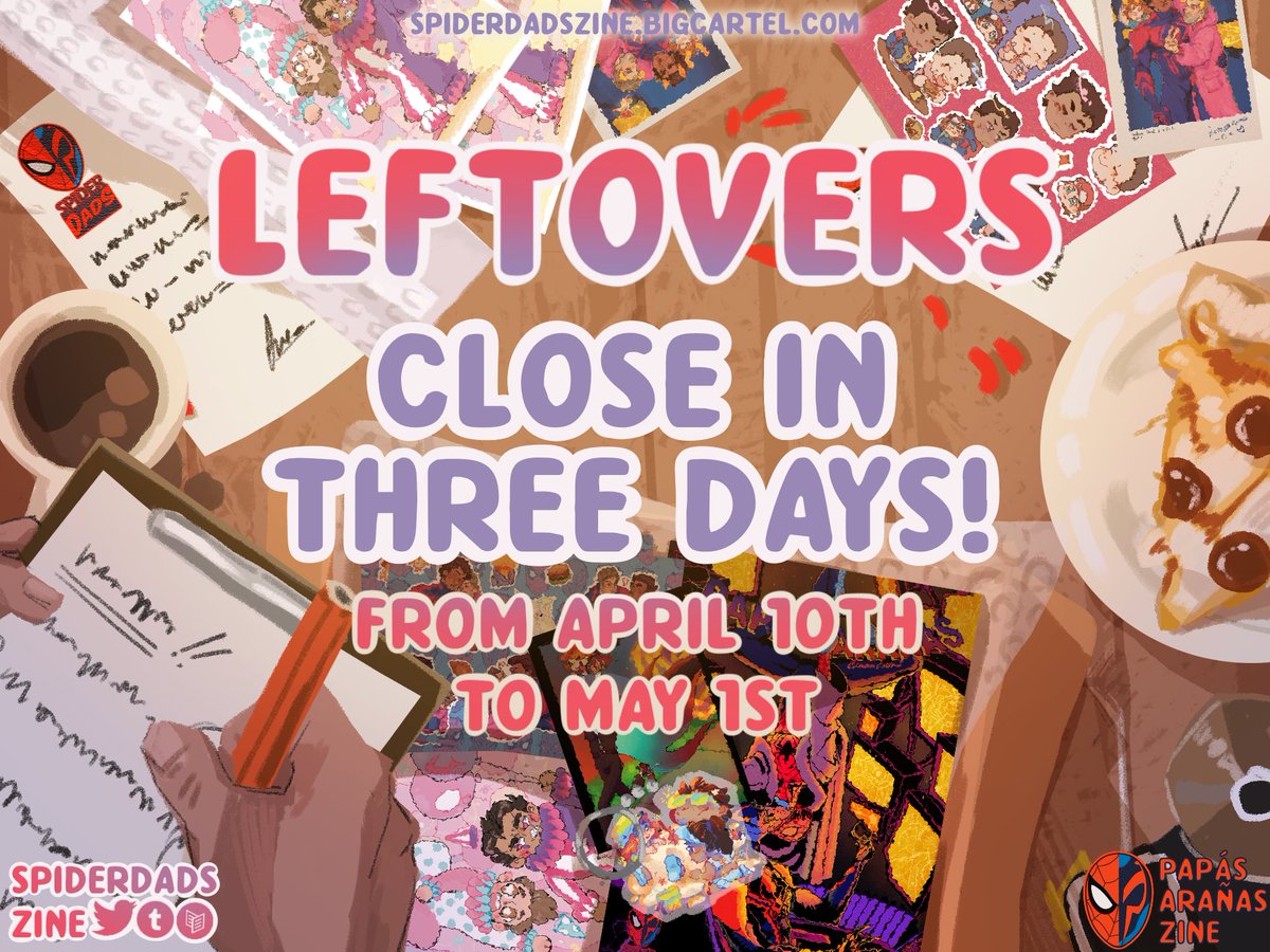 💙LEFTOVERS CLOSE IN 3 DAYS❤️

Only THREE DAYS left until LOs close! Go get all the goodies! And remember that with the code LASTBURGER you'll get 10% off your order💙🔻

[Shop open from 10.04 to 01.05]

#papasaranaszine #spiderman #spiderdads #miguelohara #peterbparker
