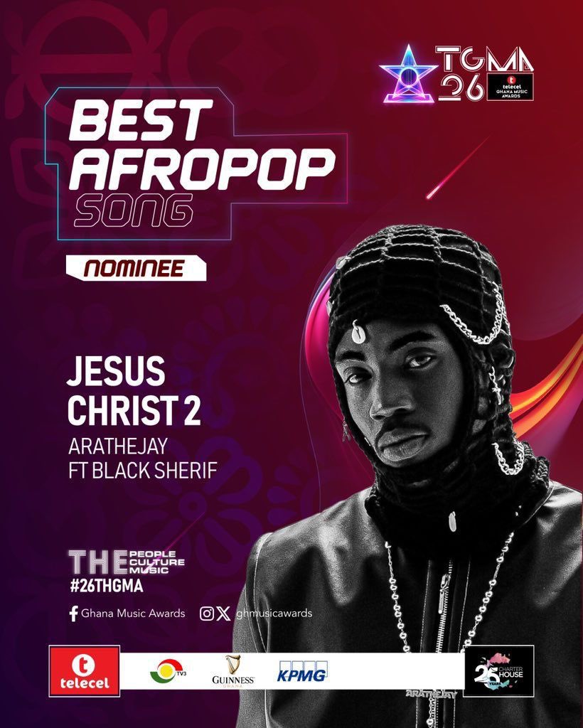 arathejay's tweet photo. I’m honored to be nominated for BEST NEW ARTISTE and BEST AFROPOP SONG with JESUS CHRIST 2 ft Black Sherif @GHMusicAwards 

Grateful to the Almighty God and my supporters! Vote for me by using the short code  1767# with my code S5 for AFROPOP SONG and  D2 for BEST NEW ARTISTE or visit https://t.co/jAqnLYgQ6U