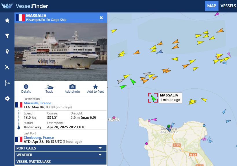 Brittany Ferries Ships & Enthusiasts (@bfships) on Twitter photo Former <a href="/BrittanyFerries/">Brittany Ferries</a> 'Normandie' (now named 'Massalia) has left Cherbourg bound for Marseille for her new life with <a href="/lameridionale/">La Méridionale</a>
Goodbye 'Normandie' :-( Former <a href="/BrittanyFerries/">Brittany Ferries</a> 'Normandie' (now named 'Massalia) has left Cherbourg bound for Marseille for her new life with <a href="/lameridionale/">La Méridionale</a>
Goodbye 'Normandie' :-(