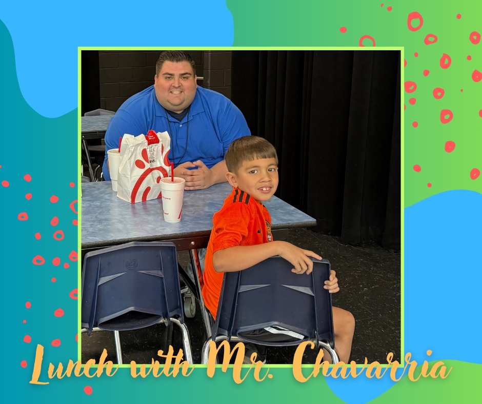 BIG TIGER Shout out to Landon in 2nd grade for earning a Chick-fil-A lunch with Mr. Chavarria! Landon saved 2000 TIGER tickets to claim this reward. Way to show your stripes, Landon! #MTE #MTETigers #AllinAlvin ISD