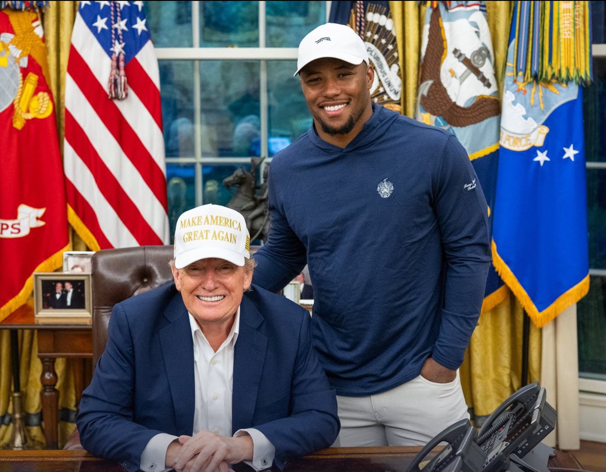 Many are asking, did #Giants GM Joe Schoen make the right move letting Saquon Barkley walk after he played golf with President Donald Trump?