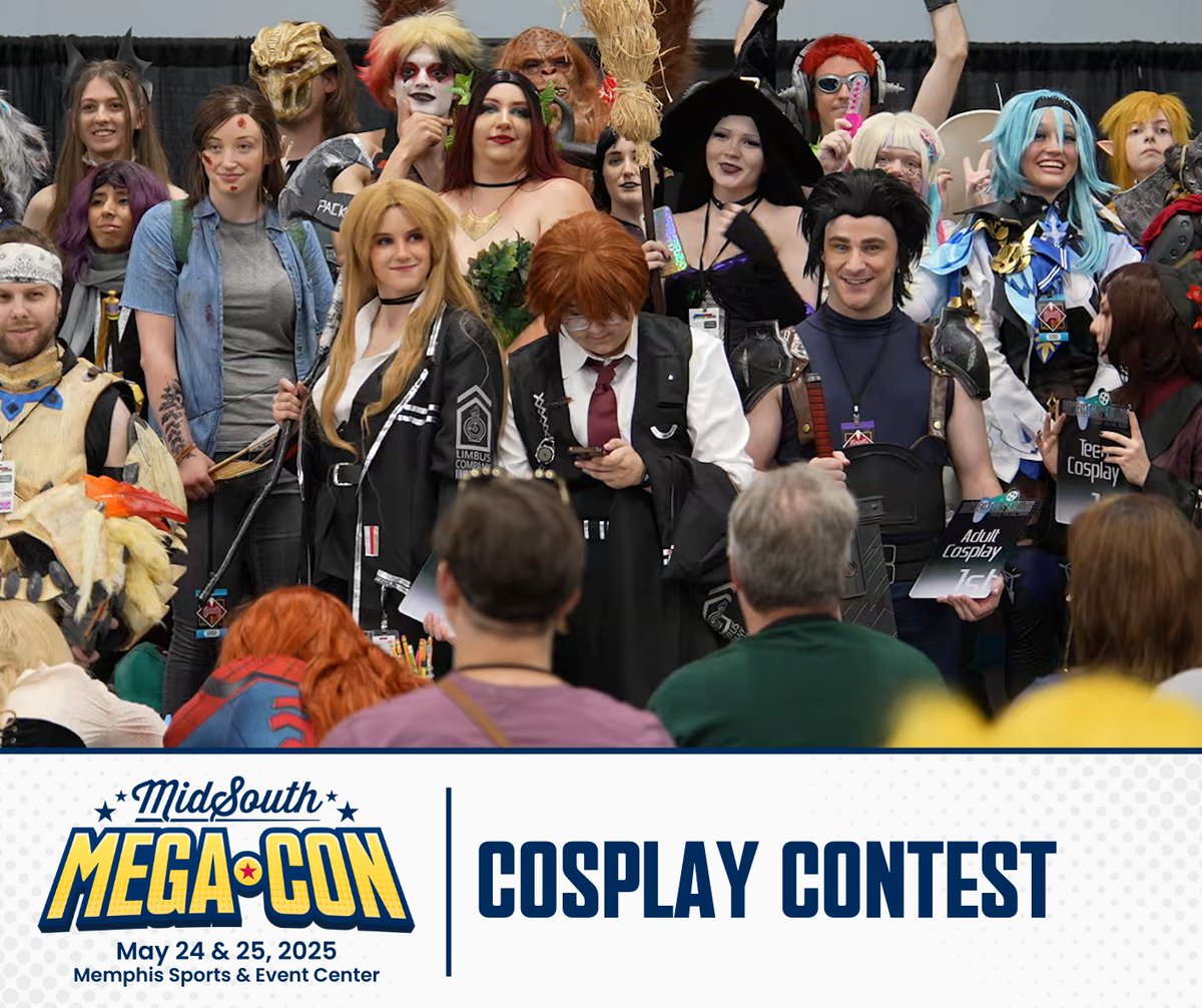 MidSouthMegaCon's tweet photo. 🧝‍♀️We're excited to announce the MidSouth Mega Con Cosplay Contest will be taking place on Sunday, May 25th!

MidSouth Mega Con is a family-friendly event, so be sure to check out our website for our rules and guidelines for cosplay costumes!

https://t.co/QpTr7nsAPL https://t.co/2fnoOeABta