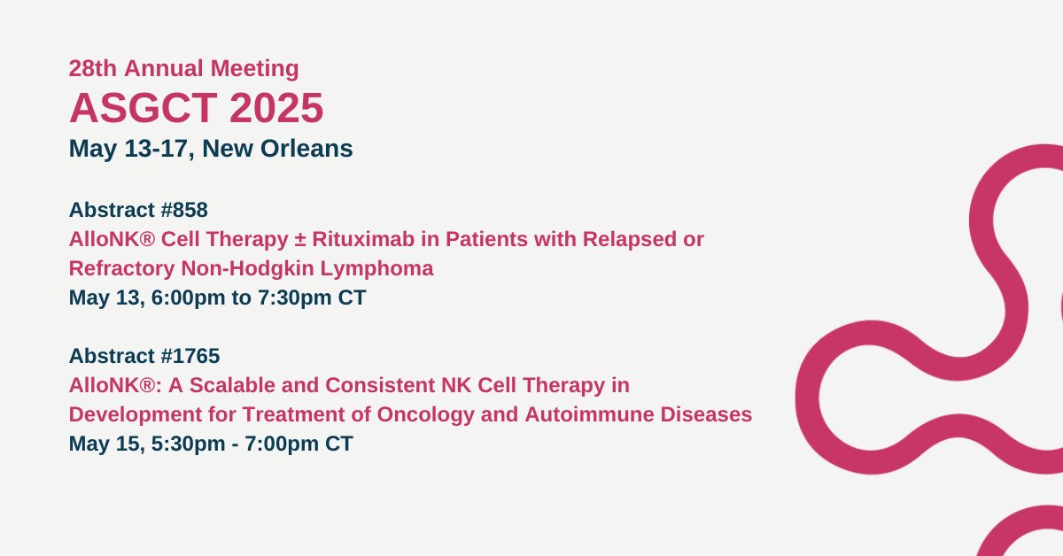 Artiva Biotherapeutics to Present Longer-term Phase 1/2 Data for AlloNK® in Combination with Rituximab in Patients with B-cell-Non-Hodgkin Lymphoma at the ASGCT 28th Annual Meeting

investors.artivabio.com/News-and-Event…

$ARTV