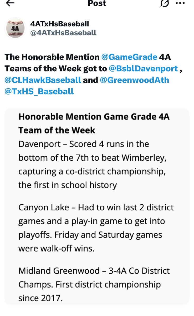 Canyon Lake Baseball tweet media