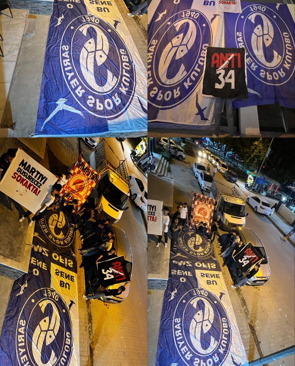 FutbolAnadolu's tweet photo. Batman Petrolspor'un Yarasalar Taraftar Grubu Sarıyer'de asılan Sarıyer SK bayraklarını indirdi! https://t.co/h6S2lzmqdW