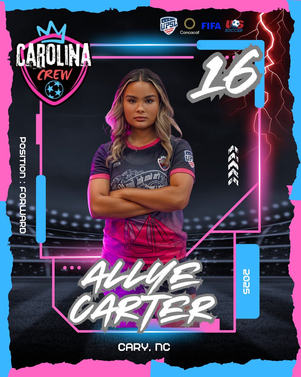 New <a href="/CarolinaCrewFC/">Carolina Crew FC</a>  Player Announcement #16 Forward Allye Carter