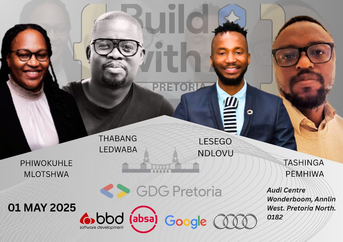 GDGPretoria (@gdgpretoria) on Twitter photo With all our speakers officially announced we would like to fully present our speaker line up! #BuildWithAI🤖 in partnership with <a href="/bbdsoftware/">BBD</a> <a href="/audisouthafrica/">audisouthafrica</a> and <a href="/googledevgroups/">Google Developer Groups</a> With all our speakers officially announced we would like to fully present our speaker line up! #BuildWithAI🤖 in partnership with <a href="/bbdsoftware/">BBD</a> <a href="/audisouthafrica/">audisouthafrica</a> and <a href="/googledevgroups/">Google Developer Groups</a>