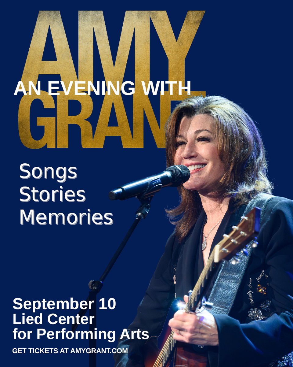 Lied Center (@liedcenter) on Twitter photo SHOW ANNOUNCEMENT! Superstar Amy Grant is coming to Lincoln, and tickets go on sale Thursday, May 1 at 11am at liedcenter.org/amygrant
Grant’s 30+ year career has included six GRAMMY Awards, six No. 1 hits, 10 Top 40 pop singles, and multiple Contemporary Christian chart-toppers. SHOW ANNOUNCEMENT! Superstar Amy Grant is coming to Lincoln, and tickets go on sale Thursday, May 1 at 11am at liedcenter.org/amygrant
Grant’s 30+ year career has included six GRAMMY Awards, six No. 1 hits, 10 Top 40 pop singles, and multiple Contemporary Christian chart-toppers.
