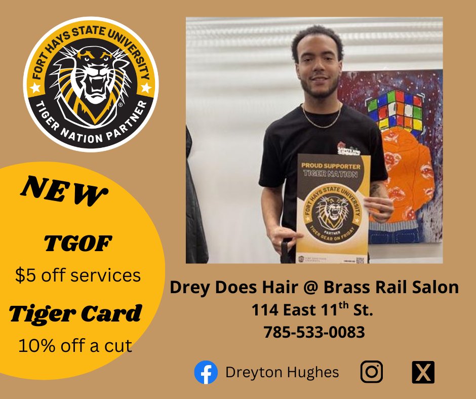 Exciting news, Tiger Nation! Help us welcome our newest Tiger Nation Partner, Dreyton Hughes - Drey Does Hair @ Brass Rail Salon.
