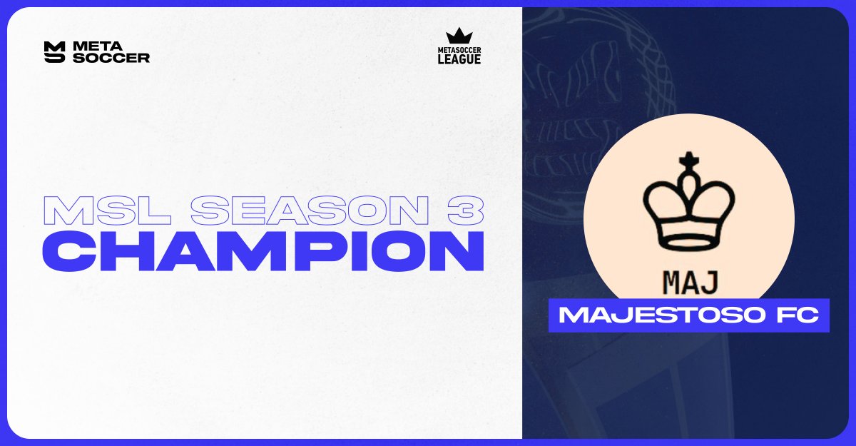 A new king is crowned! 👑

Congrats to Majestoso FC, the champions of MSL Season 3!
A true display of skill, strategy, and passion.

MSL 4 is around the corner, so stay tuned ⚽️