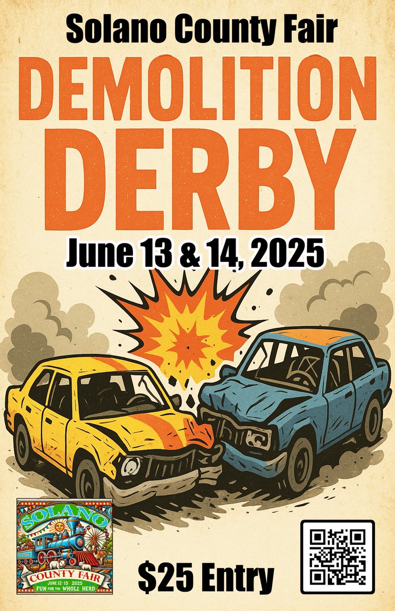 🎤🔥 Friday, June 13th at the Solano County Fair is gonna be WILD!  LaRussell lights up the Main Stage + the Demolition Derby brings the  action! 🚗💥 Stay tuned for more epic