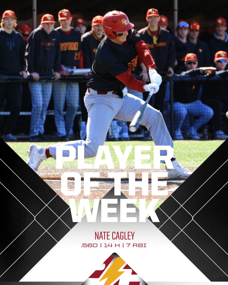 Heating up at the perfect time 🔥

After a red-hot week at the plate, Nate Cagley has been named the <a href="/AmerRiversConf/">American Rivers Conference (A-R-C)</a> Player of the Week! He batted .560 to help <a href="/StormBaseballSC/">Simpson Baseball</a> to four wins last week. 

📰 linktr.ee/simpsonbaseball

#rollriversBSB #d3baseball