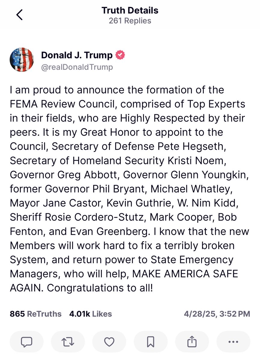 FLSERT's tweet photo. FDEM is proud that Executive Director @KevinGuthrieFL will serve on the FEMA Review Council!

During his time at FDEM, Dir. Guthrie has worked tirelessly under @GovRonDeSantis' leadership to make Florida a national model for state-led emergency management.

Congratulations, sir! https://t.co/1jOhVaVIoj