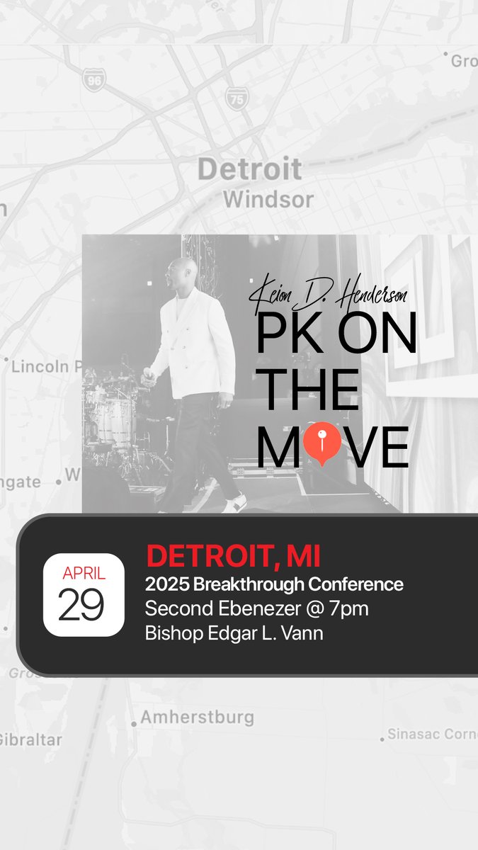 PastorKeion's tweet photo. Detroit—let’s go! 💥

I’ll be at Second Ebenezer Church on April 29 at 7 PM for the 2025 Breakthrough Conference with my brother Bishop Edgar L. Vann. A word is coming that’ll shift your season. Meet me there and let’s cry out together!

#PKonTheMove #SecondEbenezer https://t.co/UliTpE5ZvI