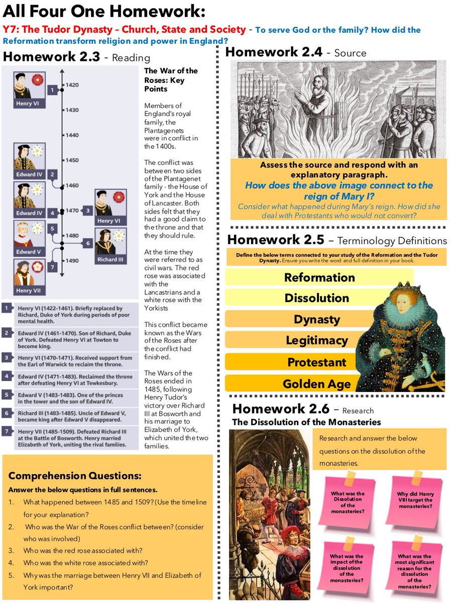 mrfitzhist's tweet image. Some requests for the homework template I shared over the weekend. Please find the link below for the Tudor version that can be edited to suit your topic/subject. #historyteacher
docs.google.com/presentation/d…