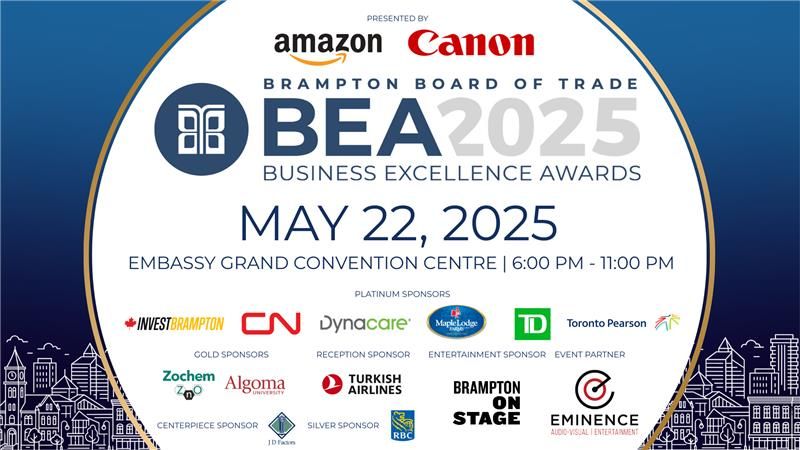 🌟 Celebrate Brampton’s Best at the 2025 Business Excellence Awards! 🌟

Register now: buff.ly/ate5k9C 

✨ Event Highlights:
🔹 Networking Cocktail Reception
🔹 4-Course Dinner &amp; Award Presentations
🔹 Awards After Party Celebration