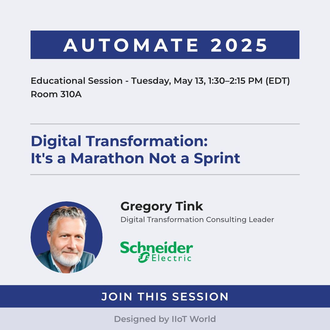 IIoT World (@iiot_world) on Twitter photo What does it really take to lead a successful #digitaltransformation in #manufacturing?
Join Gregory Tink at #Automate2025 to uncover frameworks, KPIs & real-world lessons. buff.ly/De97pBu
#sponsored #se_iiot #Industry40 <a href="/SchneiderNA/">SchneiderElectric NA</a> <a href="/SchneiderElec/">Schneider Electric</a> What does it really take to lead a successful #digitaltransformation in #manufacturing?
Join Gregory Tink at #Automate2025 to uncover frameworks, KPIs & real-world lessons. buff.ly/De97pBu
#sponsored #se_iiot #Industry40 <a href="/SchneiderNA/">SchneiderElectric NA</a> <a href="/SchneiderElec/">Schneider Electric</a>