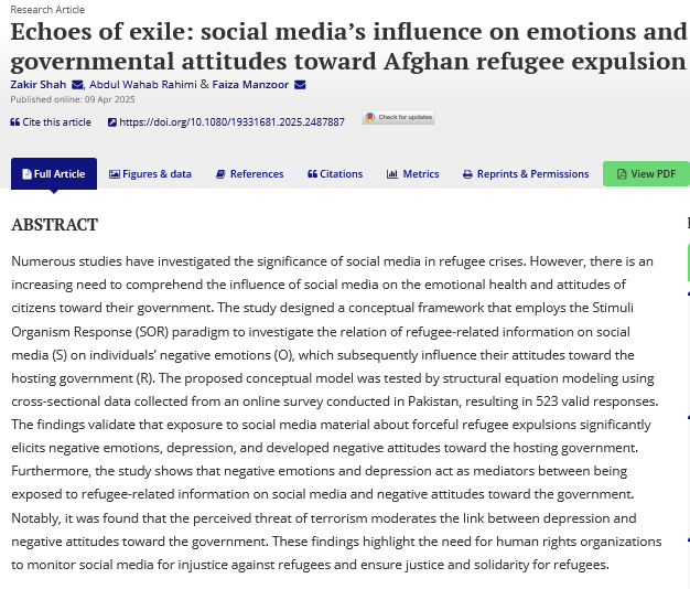 Journal of Information Technology & Politics (@jitp_apsa) on Twitter photo 🆕🆕🆕
This study proposes & tests a framework to understand the effect of exposure to #refugee-related #socialmedia content on individuals’ negative emotions 😠 & their attitudes toward the government.
⌨️<a href="/ZJU_China/">Zhejiang University</a> <a href="/rahimi_wah81386/">Abdul Wahab Rahimi</a>
📓tandfonline.com/doi/full/10.10…
<a href="/apsa_itp/">APSA ITP</a> 🆕🆕🆕
This study proposes & tests a framework to understand the effect of exposure to #refugee-related #socialmedia content on individuals’ negative emotions 😠 & their attitudes toward the government.
⌨️<a href="/ZJU_China/">Zhejiang University</a> <a href="/rahimi_wah81386/">Abdul Wahab Rahimi</a>
📓tandfonline.com/doi/full/10.10…
<a href="/apsa_itp/">APSA ITP</a>