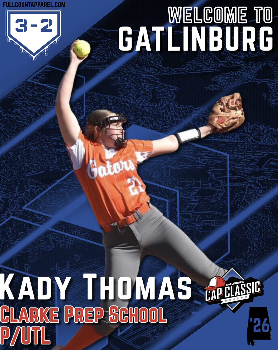 Welcome to Gatlinburg Kady Thomas! 🥎 C/O ‘26 Clarke Prep School (AL)