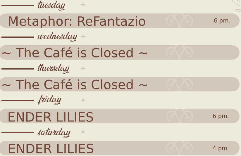 OOPS HAHA SCHEDULE 

It is almost MAY which means I will be playing a lot of METROIDVANIA games, look forward to it!