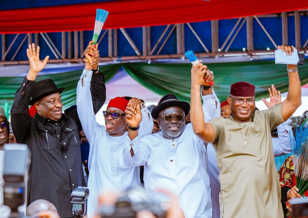 Dr Abdullahi Umar Ganduje (@govumargandujee) on Twitter photo Earlier Today, in Delta State, I led the members of the APC (NWC) APC Governors and other eminent party leaders to Delta State.
We officially welcomed Governor <a href="/RtHonSheriff/">Rt Hon Sheriff Oborevwori</a>, former Governor <a href="/IAOkowa/">Dr. Ifeanyi Arthur Okowa</a>, and their supporters into our great party APC at a historic rally in Asaba. Earlier Today, in Delta State, I led the members of the APC (NWC) APC Governors and other eminent party leaders to Delta State.
We officially welcomed Governor <a href="/RtHonSheriff/">Rt Hon Sheriff Oborevwori</a>, former Governor <a href="/IAOkowa/">Dr. Ifeanyi Arthur Okowa</a>, and their supporters into our great party APC at a historic rally in Asaba.