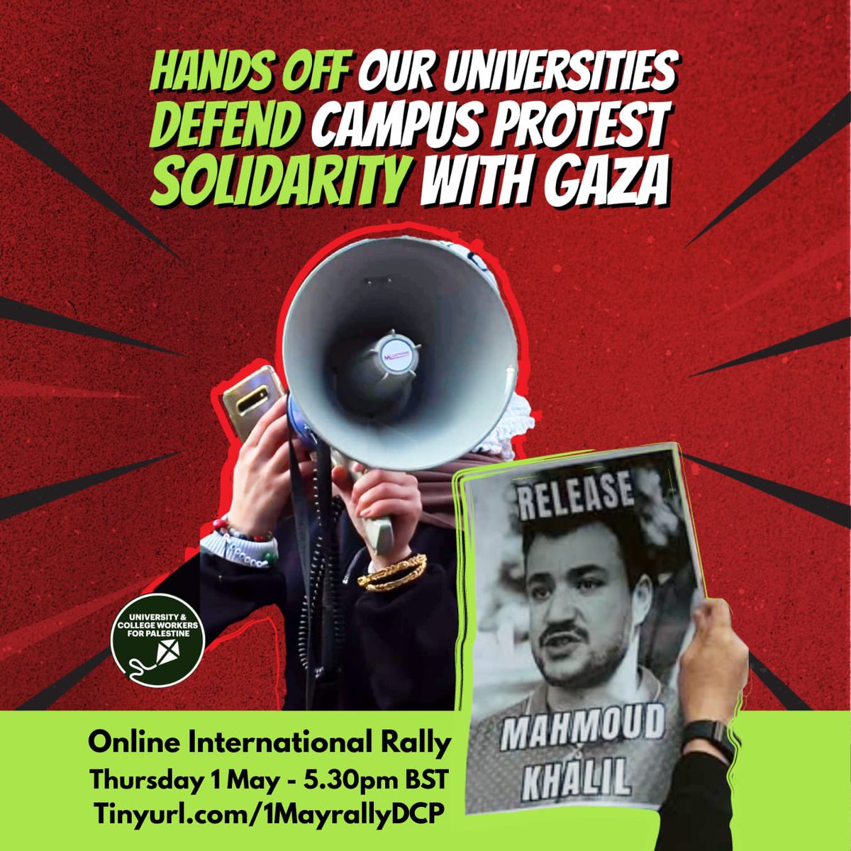 University & College Workers for Palestine (@ucw4pal) on Twitter photo Thursday 1 May - 5.30pm BST- Online International Rally - Sign up here: tinyurl.com/1MayrallyDCP Speakers:
Pranav Jani, @Momodou Taal, <a href="/MeiraGold/">Meira Gold🍉</a> Tithi Bhattacharya,
<a href="/LuGuangMing/">Lucia Pradella</a>, <a href="/thaddad/">Toufic Haddad</a> & Victoria Araji ✊🏼 Thursday 1 May - 5.30pm BST- Online International Rally - Sign up here: tinyurl.com/1MayrallyDCP Speakers:
Pranav Jani, @Momodou Taal, <a href="/MeiraGold/">Meira Gold🍉</a> Tithi Bhattacharya,
<a href="/LuGuangMing/">Lucia Pradella</a>, <a href="/thaddad/">Toufic Haddad</a> & Victoria Araji ✊🏼