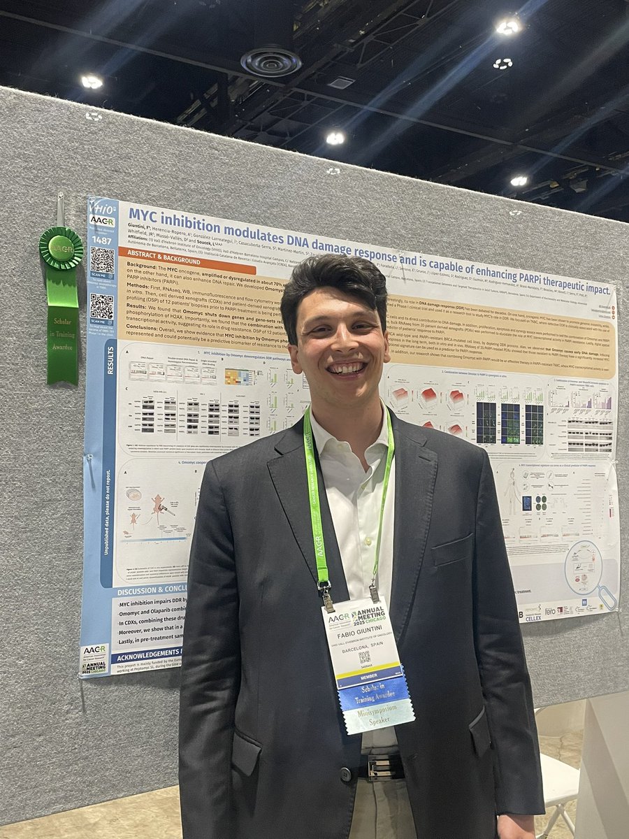 LSoucekLab (@lsouceklab) on Twitter photo Our PhD student (not for much longer!), Fabio Giuntini, just presented a poster at #AACR25 regarding DNA damage modulation by MYC inhibition as a new therapeutic opportunity in TNBC. He’s also been selected for an oral presentation tomorrow. Stay tuned! <a href="/VHIO/">Vall d’Hebron Institute of Oncology (VHIO)</a> Our PhD student (not for much longer!), Fabio Giuntini, just presented a poster at #AACR25 regarding DNA damage modulation by MYC inhibition as a new therapeutic opportunity in TNBC. He’s also been selected for an oral presentation tomorrow. Stay tuned! <a href="/VHIO/">Vall d’Hebron Institute of Oncology (VHIO)</a>