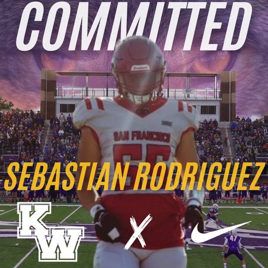 Sebastian Rodriguez (@sebastianrod_55) on Twitter photo I am 100% committed to play for the Kansas Weslyen University Football Program. Thank you to <a href="/CoachTycenGray/">Tycen Gray</a> , <a href="/kwufootball/">Kansas Wesleyan University Football</a> for this opportunity. I am 100% committed to play for the Kansas Weslyen University Football Program. Thank you to <a href="/CoachTycenGray/">Tycen Gray</a> , <a href="/kwufootball/">Kansas Wesleyan University Football</a> for this opportunity.