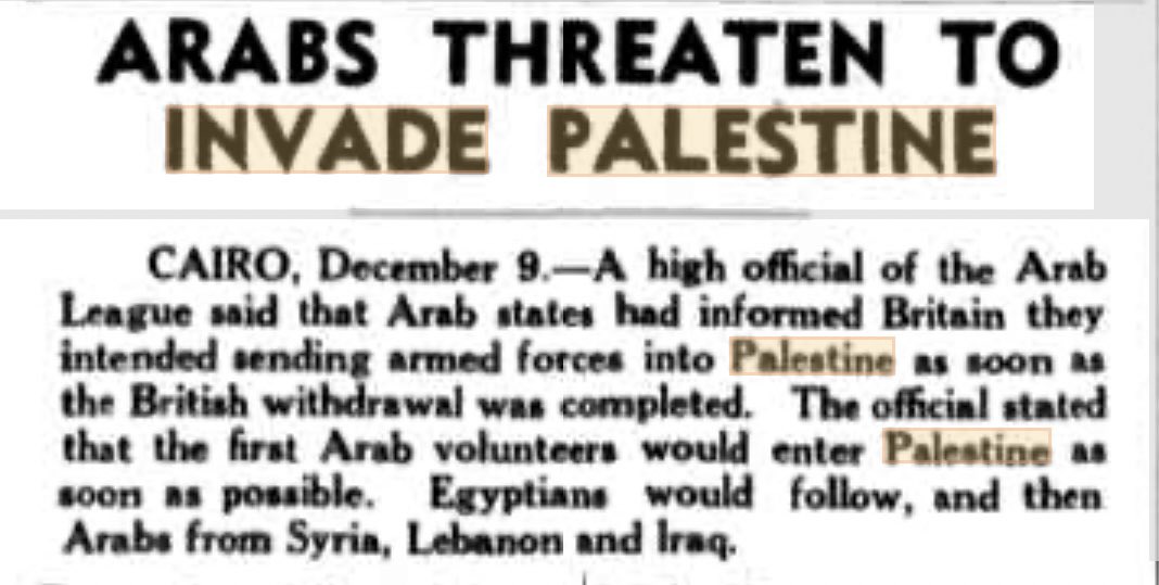 Townsville Daily Bulletin, Dec 10, 1947: “Arabs Threaten to Invade Palestine.”

Just another one of those headlines to cause some head scratching and (hopefully) lead some to wonder what else they don’t know about the history of this conflict.
