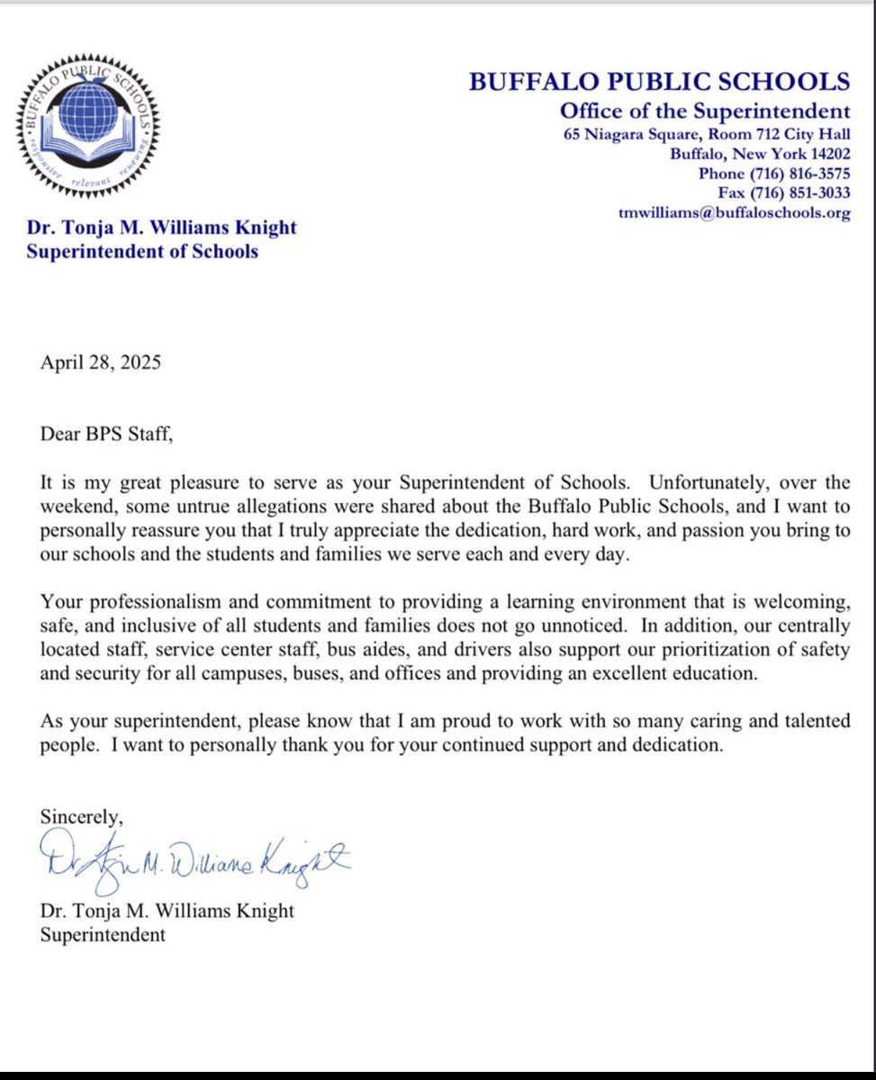 Leaked Memo From <a href="/Buffalo_Schools/">Buffalo Public Schools</a> 

Essentially reads “Im a good boss, please don’t tell on me”