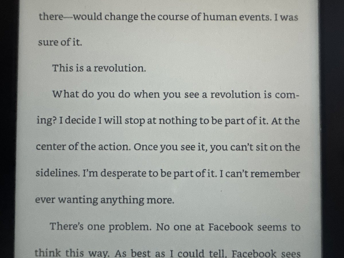Я только на пятой главе, а уже понимаю, что вся книга Careless people это мемуары о том «как фейсбук не оправдал моих ожиданий». Все первые главы это просто белопальтовая бравада, дальше точно будет хуже.

(Что, конечно же, не отменяет всех вопросов к Цукербергу)