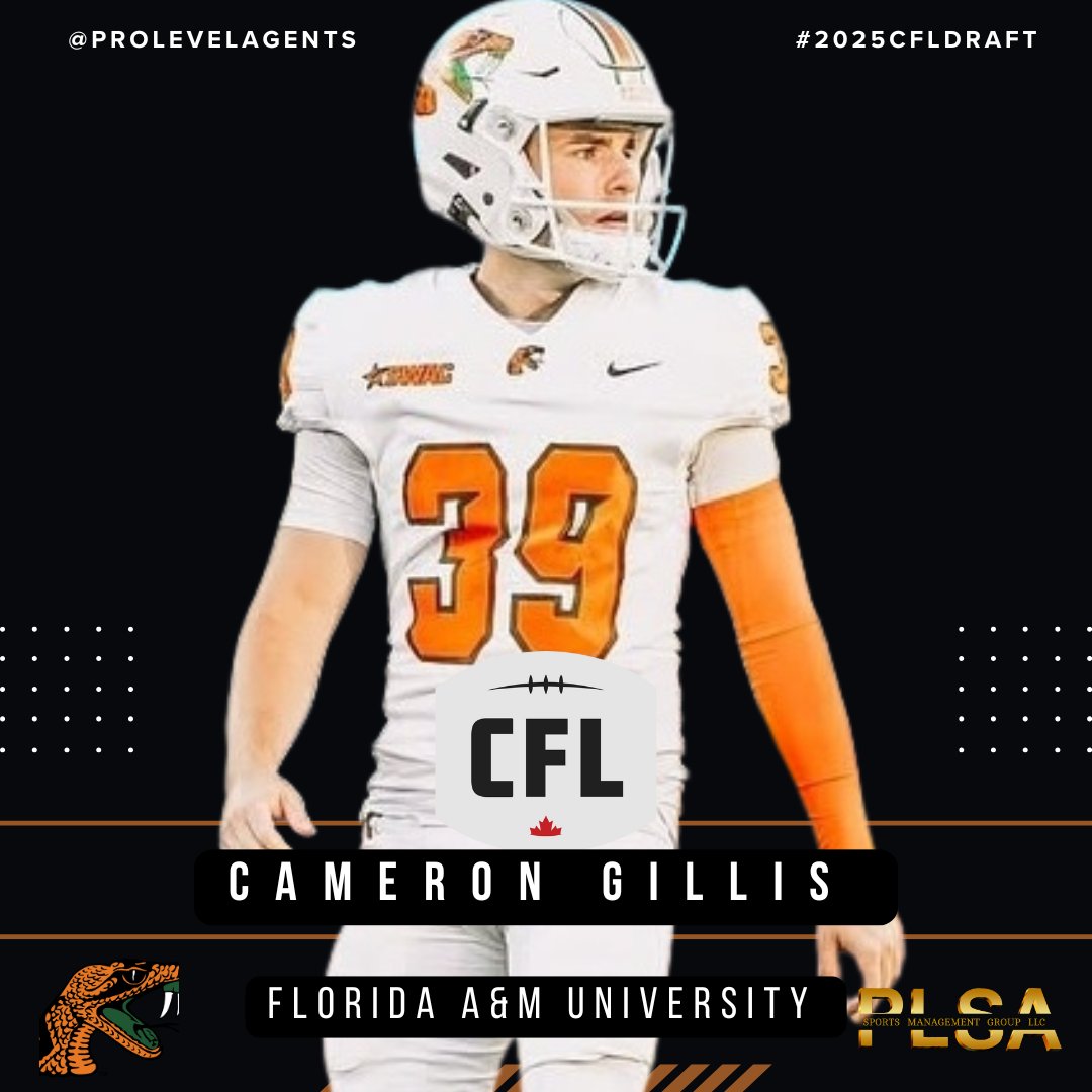 PLSA Sports Management Group, LLC (@prolevelagents) on Twitter photo Best of luck to <a href="/ProLevelAgents/">PLSA Sports Management Group, LLC</a> client & <a href="/FAMU_FB/">Florida A&M Football ๐</a> kicker CAMERON GILLIS <a href="/cam14g/">Cameron Gillis</a> as he is ready to hear his name called in the <a href="/CFL/">CFL</a> Draft.
This young man is ready to go!!! ๐จ๐ฆ Best of luck to <a href="/ProLevelAgents/">PLSA Sports Management Group, LLC</a> client & <a href="/FAMU_FB/">Florida A&M Football ๐</a> kicker CAMERON GILLIS <a href="/cam14g/">Cameron Gillis</a> as he is ready to hear his name called in the <a href="/CFL/">CFL</a> Draft.
This young man is ready to go!!! ๐จ๐ฆ