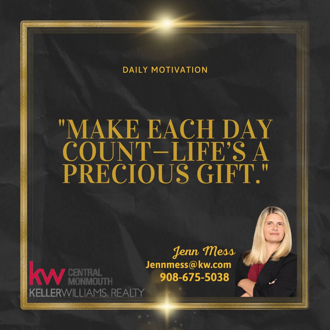 JennMess78's tweet photo. Motivational Monday ☀️
“Make each day count — life is a precious gift.” ✨

Every sunrise brings a new opportunity to chase your dreams ✨, love a little more ❤️, &amp; make an impact. Let’s live with purpose &amp; gratitude today!

Jenn Mess
Your friendly neighborhood real estate agent https://t.co/zUA7pFOWfP
