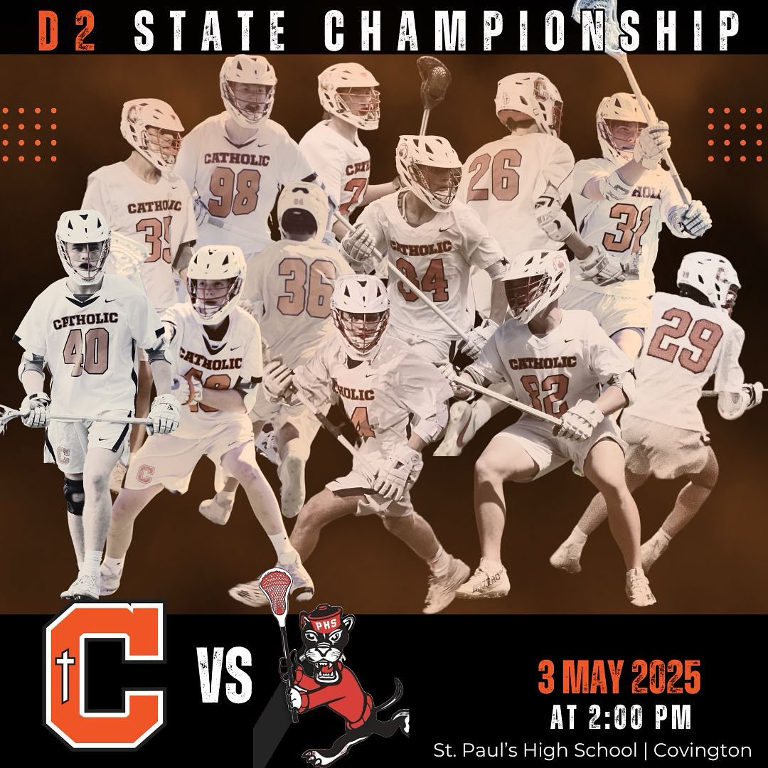 CHS D2 Lacrosse Team will play for the D2 LHSLL State Championship against Parkway on Saturday, May 3 at 2PM at St. Paul’s in Covington. 
Come out and support the Bears! 
Go Bears!