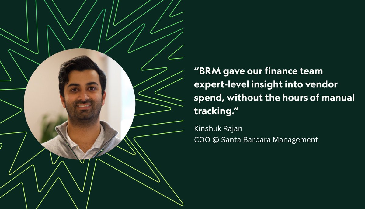 BRM (@brm_ai) on Twitter photo “BRM gave our finance team expert-level insight into vendor spend, without the hours of manual tracking.” -<a href="/KinshukRajan/">Kinshuk Rajan</a>, COO at Santa Barbara Management
See it in action. Sign up here: app.brmapp.net/signup “BRM gave our finance team expert-level insight into vendor spend, without the hours of manual tracking.” -<a href="/KinshukRajan/">Kinshuk Rajan</a>, COO at Santa Barbara Management
See it in action. Sign up here: app.brmapp.net/signup