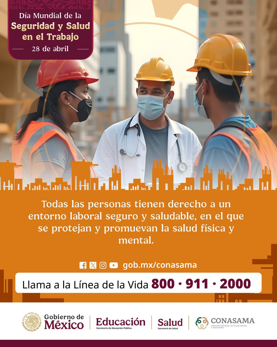 📢A toda la #EPO181, se les comunica en relación al “Día Mundial de la Seguridad y Salud en el Trabajo” 👩‍🔧👨‍🔧que se celebra el día de hoy 28 de Abril.🥳