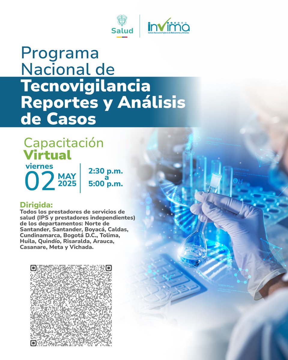invimacolombia's tweet photo. La Dirección de Dispositivos Médicos del #Invima los invita a conectarse el 2 de mayo a la capacitación virtual, desde las 2:30 p.m.
Únete: https://t.co/66PDNwNWep 👈
#InvimaInforma https://t.co/mUHfXikLzp
