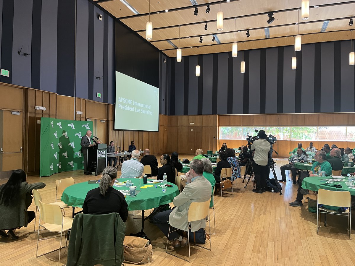 AFSCME's tweet photo. HAPPENING NOW: @RepRaskin, AFSCME Pres. Lee Saunders &amp; @AFSCMEMaryland Pres. Patrick Moran meet with union members from across Maryland to sound the alarm on how federal budget cuts will devastate public services. https://t.co/YcIam8kGoN