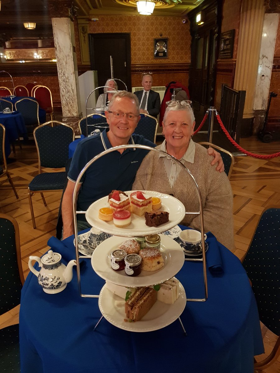 audgill's tweet photo. Afternoon Tea in Blackpool Tower Ballroom - fabulous 🥰 Brilliant birthday gift John....same again next year....please? 🙏🥳😂 https://t.co/PGEo5VYz8N