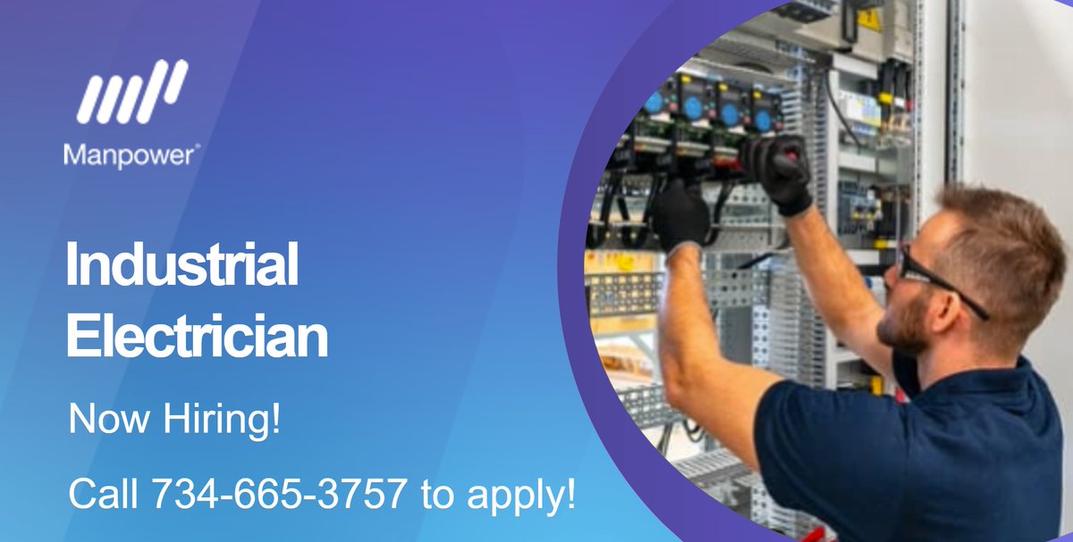 ManpowerA2's tweet image. Our client in Chelsea, MI is looking for a industrial electrician to join their team! Compensation is $32.82/hr. To learn about the requirements for this role, and to apply, head to manpower.com/en/job/constru…